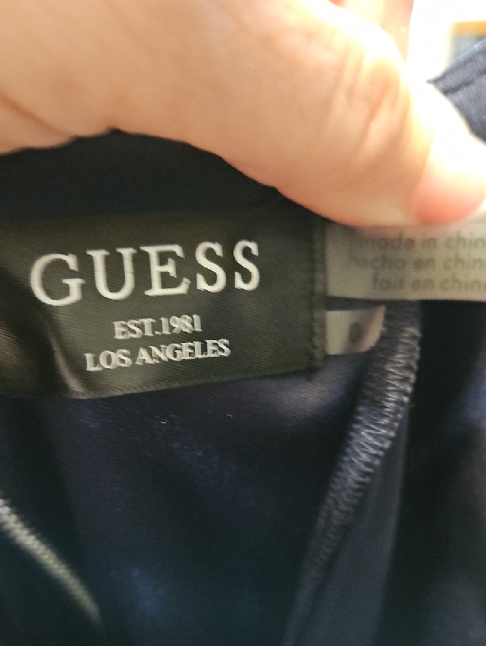 GUESS Navy and White Chevron Midi Dress - Picture 6 of 8